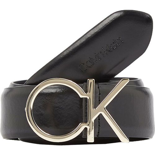 Leather Wide Belt with CK Logo - Calvin Klein - Modalova