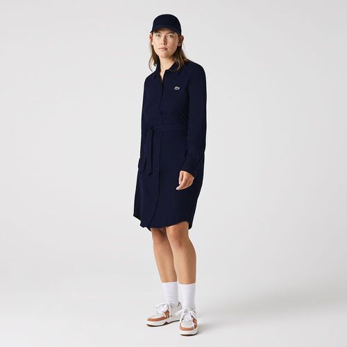 Cotton Midi Shirt Dress with Removable Tie-Waist and Buttons - Lacoste - Modalova