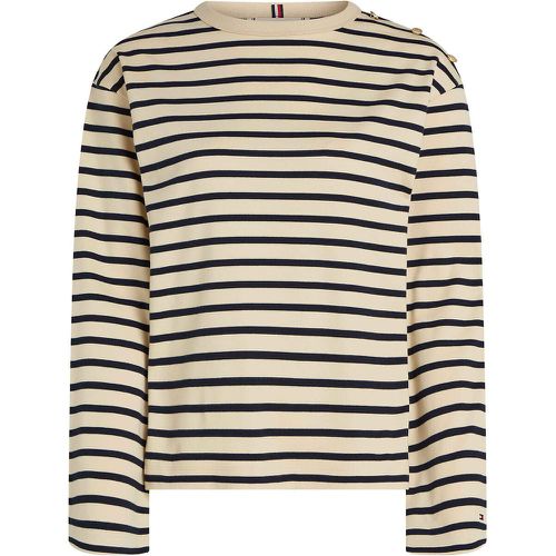 Breton Striped Cotton T-Shirt with Crew Neck and Long Sleeves - Tommy Hilfiger - Modalova