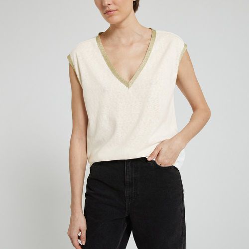 Cotton Mix T-Shirt with Gold-Tone Edging Stripe and Crew Neck - Vero Moda - Modalova