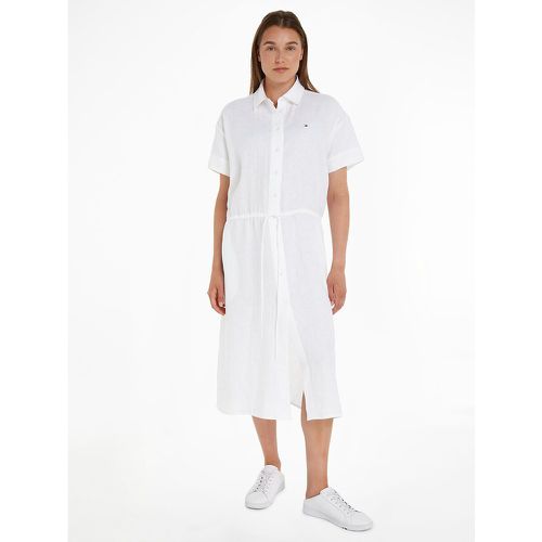 Linen Midi Shirt Dress with Short Sleeves - Tommy Hilfiger - Modalova