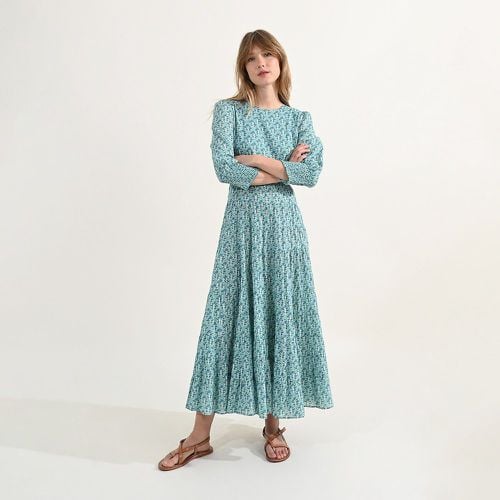 Printed Cotton Midaxi Dress with Crew Neck - MOLLY BRACKEN - Modalova