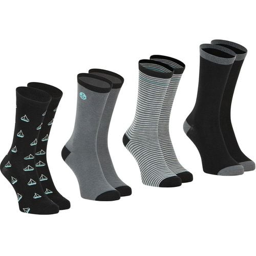 Pack of 4 Pairs of Patterned Crew Socks - Athena - Modalova