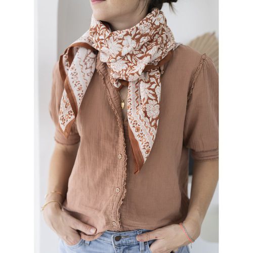 Salvador Terracotta Large Scarf in Printed Cotton - BINDI ATELIER - Modalova