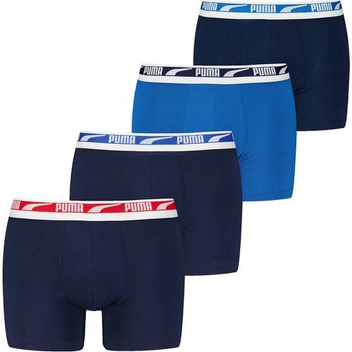 Pack of 4 Everyday Plain Multi Logo Hipsters in Cotton - Puma - Modalova