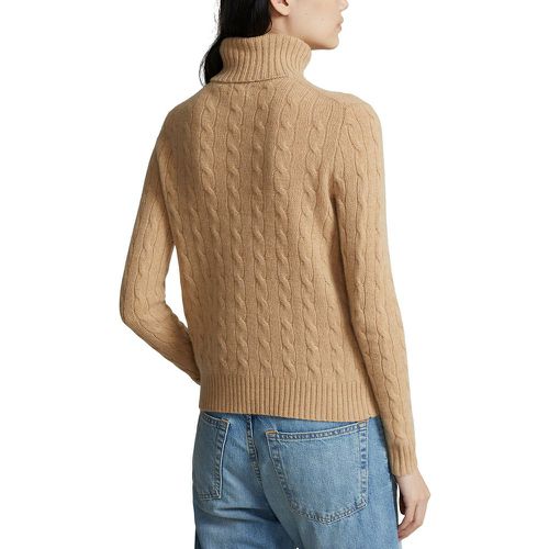 Wool/Cashmere Turtleneck Jumper in Cable Knit with Chest Logo - Polo Ralph Lauren - Modalova