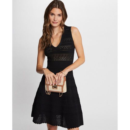 Knitted Full Mini Dress in Openwork Knit - Morgan - Modalova