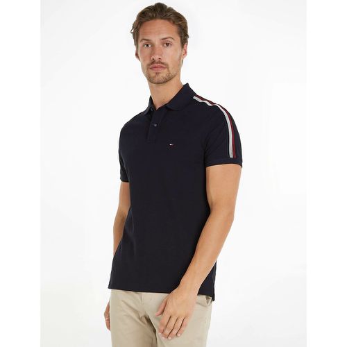 Cotton Polo Shirt with Tricolour Taping on Shoulders - Tommy Hilfiger - Modalova