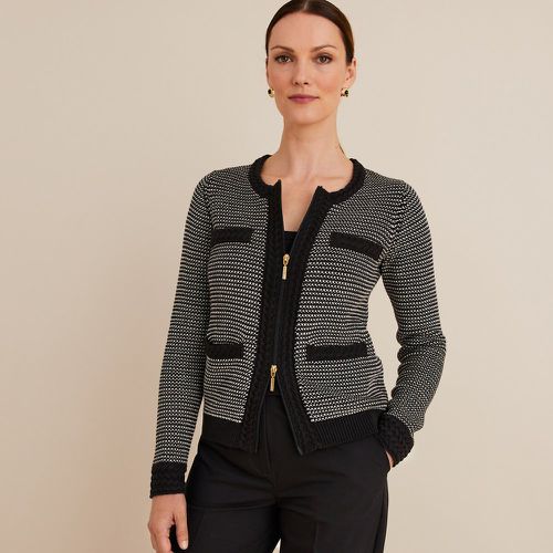 Cotton Mix Zipped Cardigan in Chunky Knit - Anne weyburn - Modalova