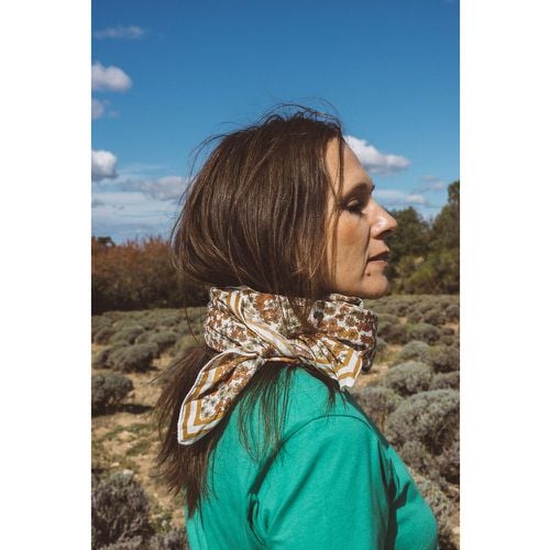 Flower Print Large Scarf in Cotton - GABRIELLE PARIS - Modalova