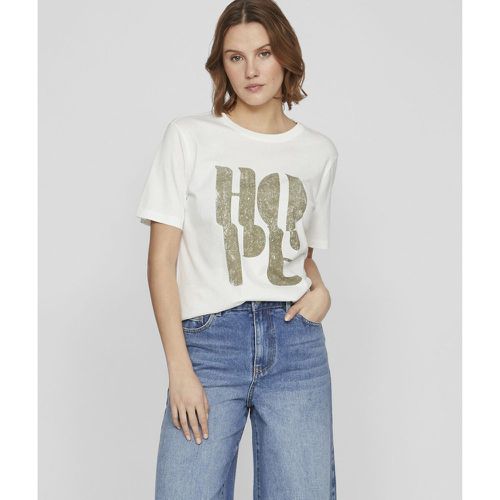 Slogan Print T-Shirt in Organic Cotton - Vila - Modalova