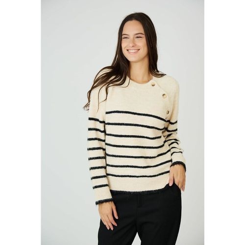 Striped Chunky Knit Jumper with Crew Neck - SEE U SOON - Modalova