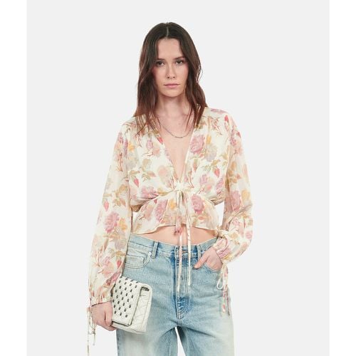 Floral Print Silk Blouse with Long Sleeves - THE KOOPLES - Modalova