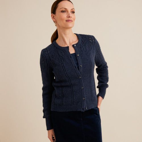 Fine Pointelle Knit Cardigan with Crew Neck - Anne weyburn - Modalova