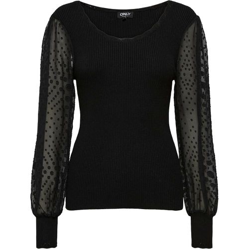 Fine Knit Jumper with Tulle Sleeves - Only - Modalova