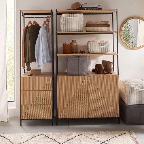 Signatures Lodge Oak Veneer and Metal Wardrobe Module with 3 Shelves and 2 Cupboards - LA REDOUTE INTERIEURS - Modalova