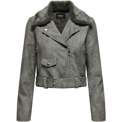 Short Biker Jacket in Faded Faux Leather - Only - Modalova