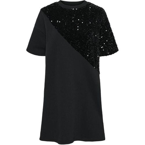 Cotton Mix Sequin Dress with Short Sleeves - Pieces - Modalova