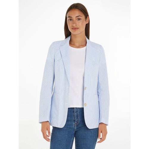 Finely Striped Buttoned Blazer in Cotton Mix - Tommy Hilfiger - Modalova