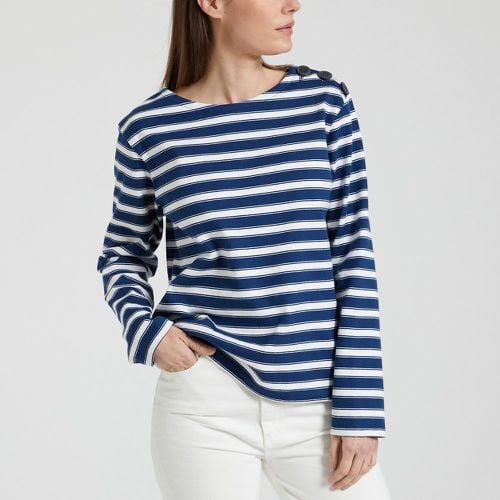 Breton Striped Jumper with Buttoned Shoulder - PETIT BATEAU - Modalova