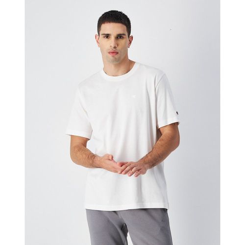 Cotton Crew Neck T-Shirt with Embroidered Logo and Short Sleeves - Champion - Modalova