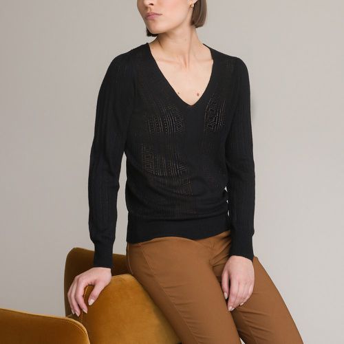 Fine Pointelle Knit Jumper with V-Neck - Anne weyburn - Modalova