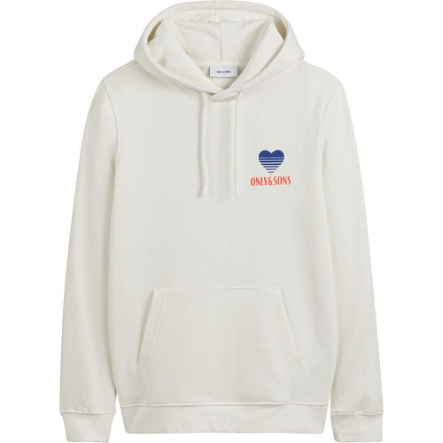 Cotton Mix Hoodie with Heart Logo on Back - Only & Sons - Modalova