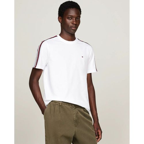 Cotton Crew Neck T-Shirt with Tricolour Taping on Shoulders - Tommy Hilfiger - Modalova