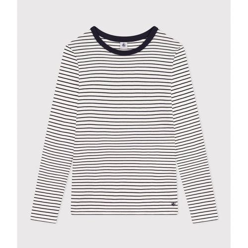 Striped Organic Cotton T-Shirt with Crew Neck and Long Sleeves - PETIT BATEAU - Modalova