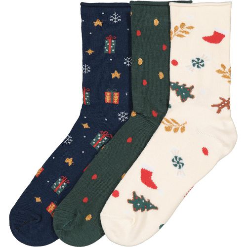 Pack of 3 Pairs of Christmas Socks in Cotton Mix - LA REDOUTE COLLECTIONS - Modalova