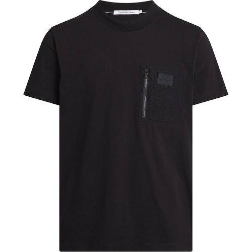 Cotton Dual Fabric T-Shirt with Short Sleeves - Calvin Klein Jeans - Modalova