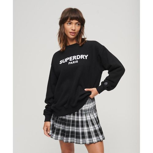 Sport Luxe Cotton Sweatshirt with Logo Print and Crew Neck - Superdry - Modalova