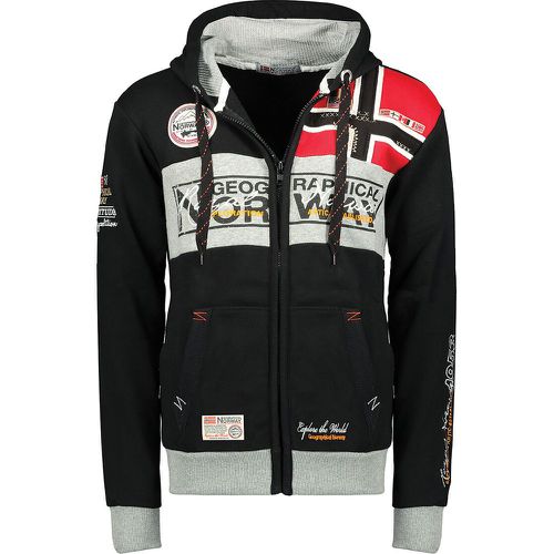 Flyer Logo Print Hoodie in Cotton Mix with Zip Fastening - geographical norway - Modalova