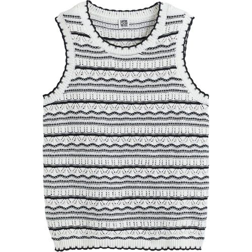 Striped Cotton Vest Top in Pointelle Knit - LA REDOUTE COLLECTIONS - Modalova
