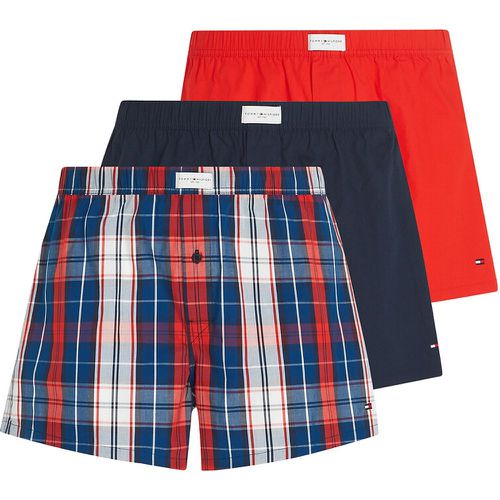 Pack of 3 Boxers in Cotton, 2 Plain/1 Checked - Tommy Hilfiger - Modalova