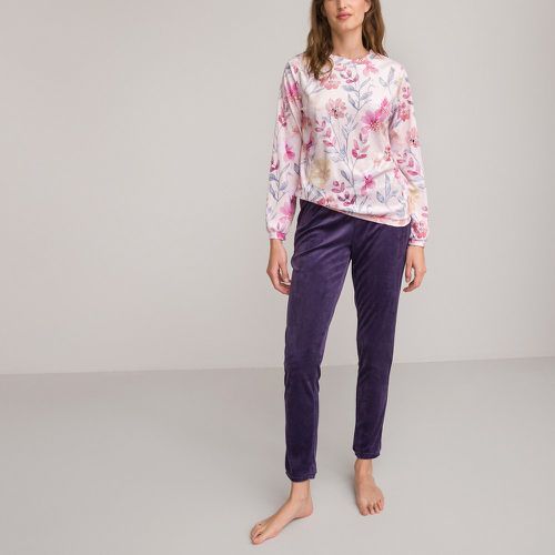 Velour Pyjamas with Floral Print Top - LA REDOUTE COLLECTIONS - Modalova