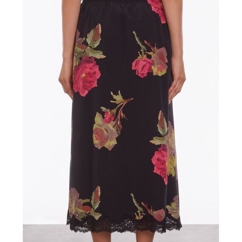 Floral Silk Midaxi Skirt with Lace Trim - THE KOOPLES - Modalova