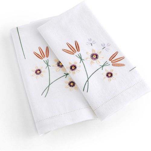 Set of 2 Martha Embroidered Floral Cotton and Linen Napkins - LA REDOUTE INTERIEURS - Modalova