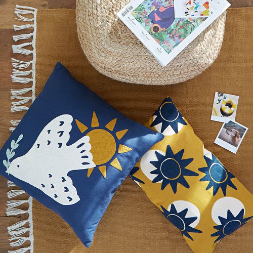 Azur Embroidered Sun 100% Cotton Rectangular Cushion Cover - LA REDOUTE INTERIEURS - Modalova