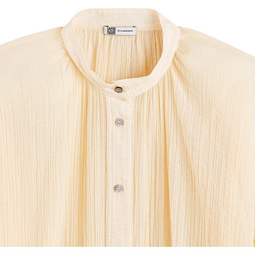 Mandarin Collar Blouse in Cotton Mix with Long Sleeves - CLARAMONTE X LA REDOUTE - Modalova