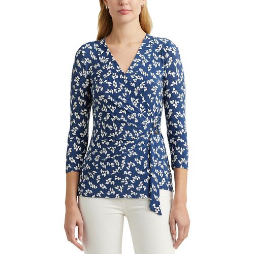 Jainab Floral Wrapover T-Shirt in Cotton with 3/4 Length Sleeves - Lauren Ralph Lauren - Modalova