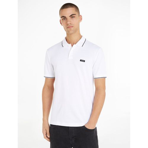 Cotton Pique Polo Shirt with Short Sleeves - Calvin Klein - Modalova