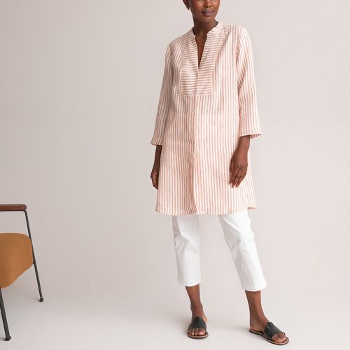 Striped Linen Tunic with a Grandad Collar and 3/4 Length Sleeves - Anne weyburn - Modalova