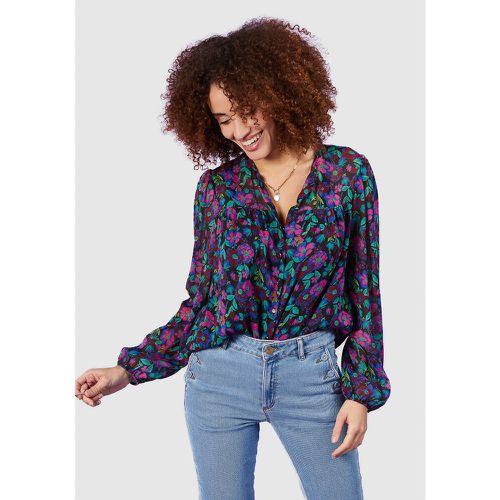 Floral Print Blouse with Crew Neck and Long Sleeves - ICODE - Modalova