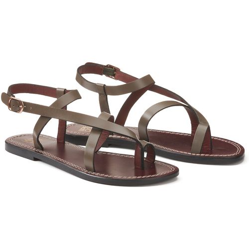 Leather Tie Post Sandals with Flat Heel - LA REDOUTE COLLECTIONS - Modalova