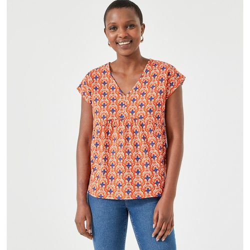 Paisley Cotton T-Shirt with V-Neck and Short Sleeves - Anne weyburn - Modalova