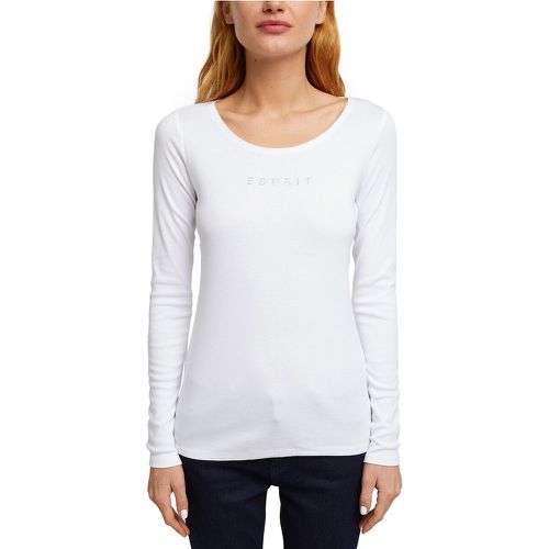 Logo Print Cotton T-Shirt with Long Sleeves - Esprit - Modalova