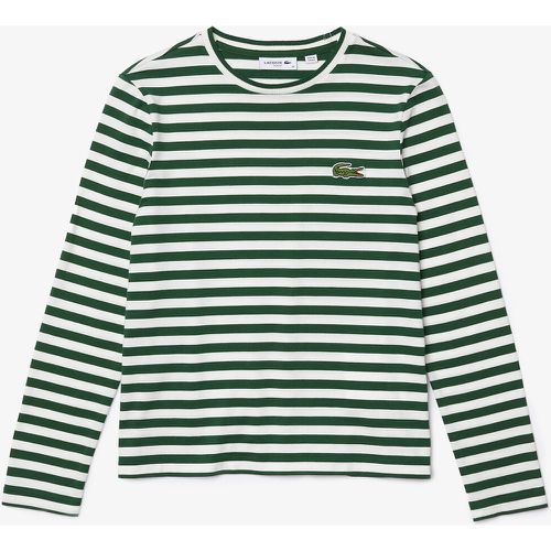 Striped Cotton T-Shirt with Crew Neck and Long Sleeves - Lacoste - Modalova