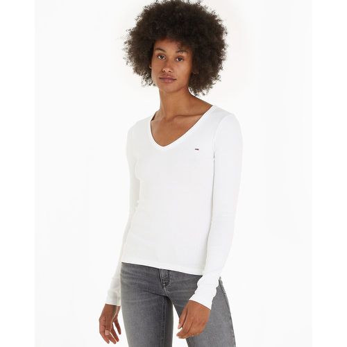 Cotton V-Neck T-Shirt with Long Sleeves - Tommy Jeans - Modalova