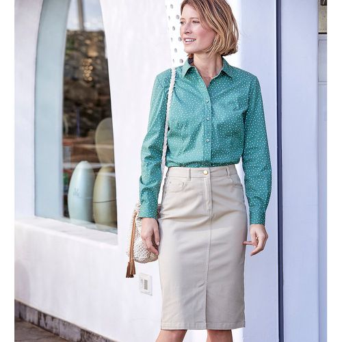 Straight Knee-Length Skirt in Stretch Cotton - Anne weyburn - Modalova